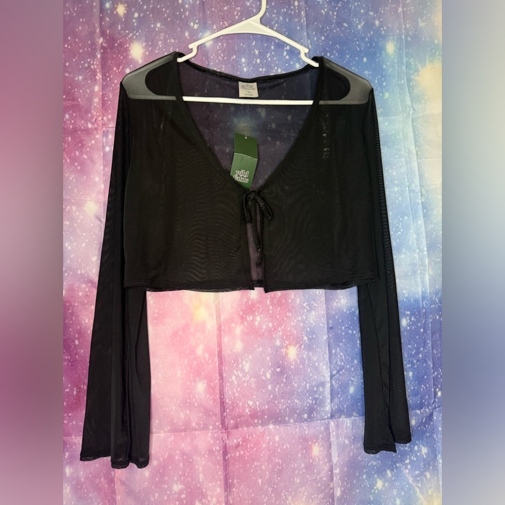 Wild Fable Sheer Top Womens Blouse Front Tie Size Bell Sleeve 🛍